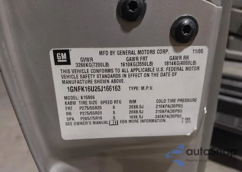 2006 Chevrolet Suburban 1500 Ltz from USA, damaged, VIN 1GNFK16U26J166163